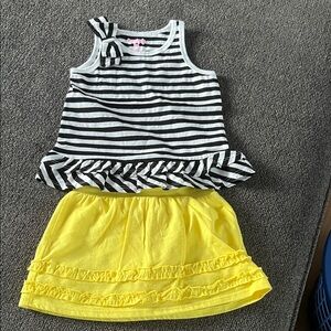 Garanimals Black and White Striped Top with Yellow Skirt/Skort